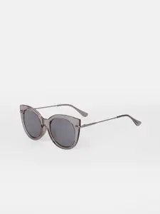 Vero Moda Women Grey Lens & Silver-Toned Cateye Sunglasses