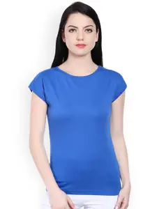 Style Quotient Women Blue Solid T-shirt