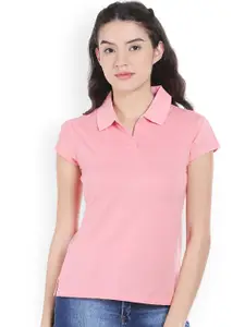 Style Quotient Women Pink Solid Polo T-shirt