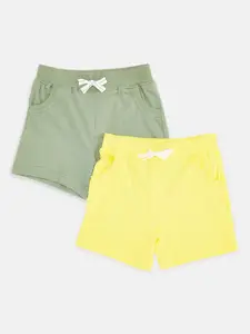 Pantaloons Baby Boys Pack of 2 Olive Green & Yellow Cotton Regular Shorts