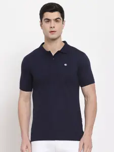 Allen Cooper Men Navy Blue Polo Collar  T-shirt