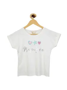 Tiny Girl Girls Off White Floral Print Pure Cotton Top