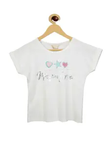Tiny Girl Off White Embellished Cotton Top