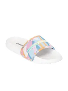 OFF LIMITS Women White & Blue Printed Sliders