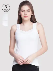 Dollar Missy Pack of 3  Combed Cotton Camisole MMBB-371-R3-WHT-PO3