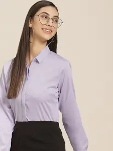 Hancock Women Lavender Slim Fit Pure Cotton Formal Shirt