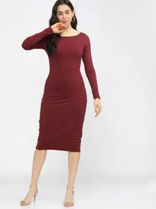 CHIC BY TOKYO TALKIES Maroon Bodycon Midi Dress