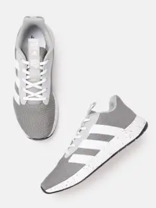 ADIDAS Men Grey & White Woven Design Glam Hertz Running Shoes
