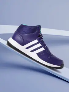 ADIDAS Men Purple & White Perforated Detail Court Glide Non-Marking Mid-Top Running Shoes