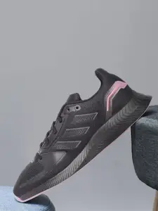 ADIDAS Women Black & Pink Woven Design Runfalcon 2.0 Running Shoes