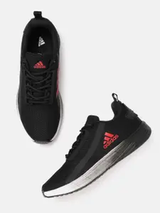 ADIDAS Men Black & Red Woven Design Gleamus Reflective Running Shoes