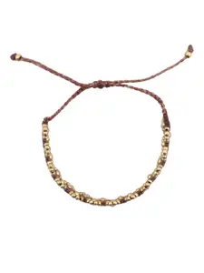 EL REGALO Brown & Gold-Toned Beaded Anklet