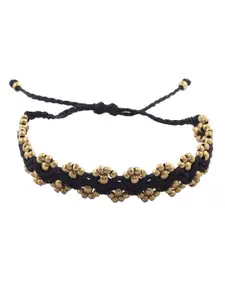 EL REGALO Black & Gold-Toned Bells Beaded Anklet
