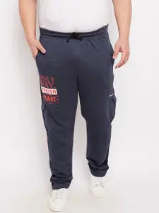 bigbanana Men Plus Size Navy Blue Printed Regular-Fit Track Pants