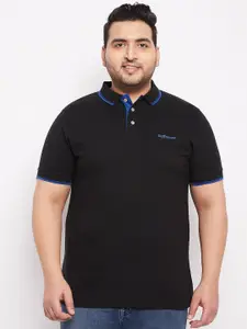 bigbanana Men Plus Size Black Polo Collar Bio Finish T-shirt