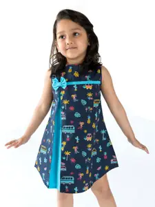 Campana Girls Sleeveless Knee Length A-Line Printed Cotton Dress