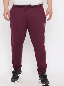 ARDEUR Men Plus Size Maroon Solid Pure Cotton Joggers