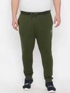 ARDEUR Men Plus Size Olive Green Typography Printed Regular-Fit Pure Cotton Track Pants