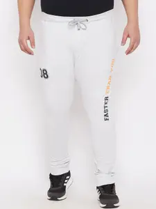 ARDEUR Men Plus Size Off White Solid Regular-Fit Pure Cotton Joggers