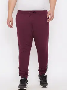 ARDEUR Men Plus Size Maroon Solid Pure Cotton Joggers
