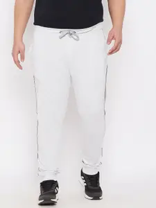ARDEUR Men Plus Size Off White Solid Regular-Fit Pure Cotton Joggers