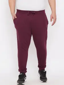 ARDEUR Men Plus Size Maroon Solid Regular-Fit Pure Cotton Joggers