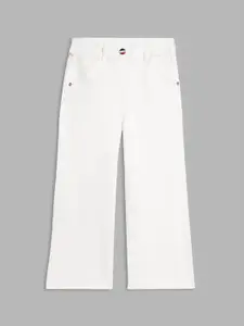 ELLE Girls White Wide Leg Stretchable Jeans