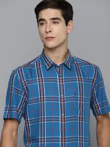 Indian Terrain Pure Cotton Slim Fit Opaque Checked Formal Shirt