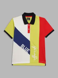 Blue Giraffe Boys Multicoloured Colourblocked Polo Collar T-shirt