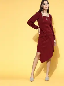 U&F Women Charming Maroon Solid Bustier Dress