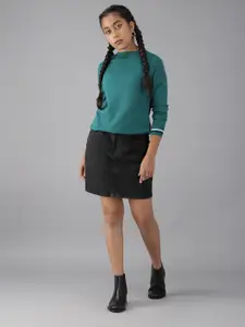 UTH by Roadster Teen Girls Black Straight Denim Skirt