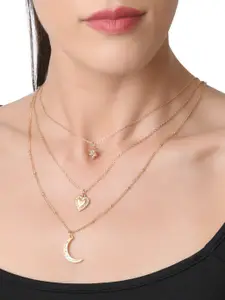 Lilly & sparkle Women Gold-Toned Set Of 3 Layered Minimal Necklace