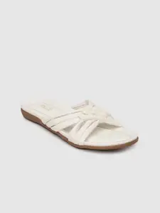 Inc 5 Women Off White Solid Casual Open Toe Flats with Knot Detail