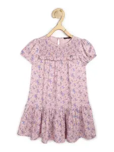 Allen Solly Junior Pink Floral Drop-Waist Mini Dress