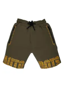 Status Quo Boys Olive Green Printed High-Rise Shorts