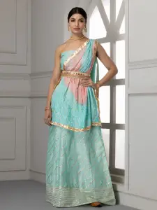 Geroo Jaipur Blue Unstitched Lehenga & Blouse With Dupatta