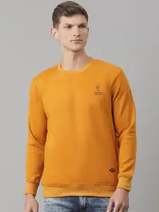 Thomas Scott Men Mustard Solid Pullover Winter  Sustainable Sweatshirt