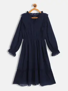 Antheaa Navy Blue Chiffon Tiered Dress