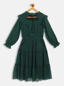 Antheaa Green Tiered Chiffon Dress