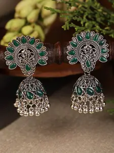 Shining Diva Green Contemporary Jhumkas Earrings