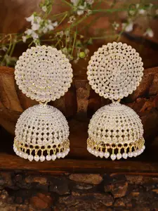 Shining Diva White Contemporary Jhumkas Earrings