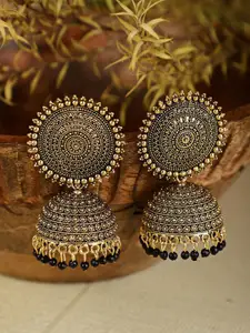 Shining Diva Black & Gold-Plated Contemporary Jhumkas Earrings