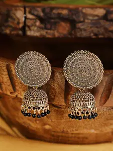 Shining Diva Gold-Plated Black Jhumkas Earrings