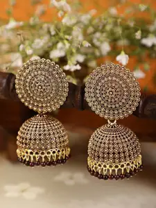Shining Diva Brown Gold-Plated Contemporary Jhumkas Earrings