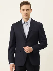 Peter England Men Navy Blue Solid Slim Fit Single-Breasted Formal Blazer