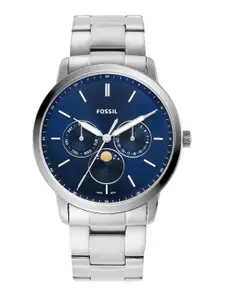 Fossil Men Blue Patterned Dial Stainless Steel Bracelet Style Straps Analogue Watch FS5907