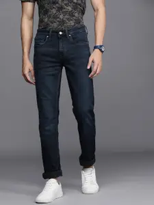 Louis Philippe Jeans Men Navy Blue Matt Slim Fit Low-Rise Stretchable Jeans