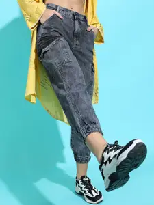 Tokyo Talkies Women Beautiful Grey Jogger Fit Cropped Jeans