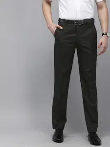 Park Avenue Men Black Textured Smart Fit Low-Rise Formal Trousers