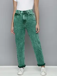 Levis X Deepika Padukone Women Green Straight Fit High-Rise Light Fade Jeans